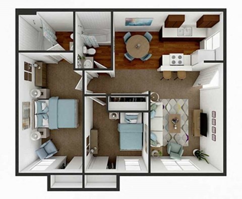 The Parker Apartments in Stephenville, Texas B1 3D Floor Plan